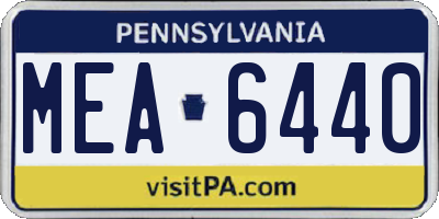 PA license plate MEA6440