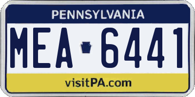 PA license plate MEA6441