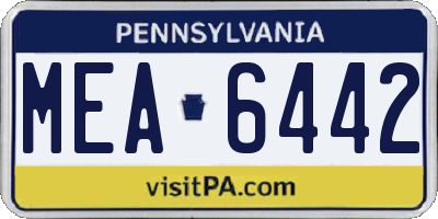 PA license plate MEA6442