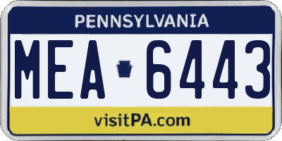 PA license plate MEA6443