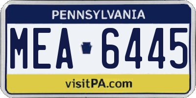 PA license plate MEA6445