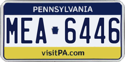 PA license plate MEA6446