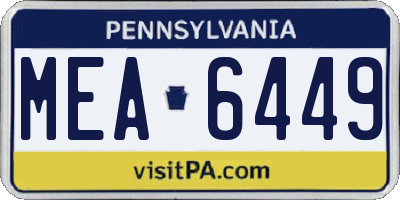 PA license plate MEA6449