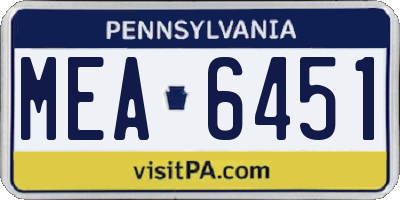 PA license plate MEA6451