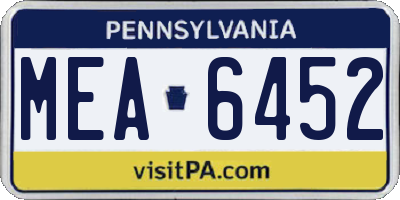 PA license plate MEA6452