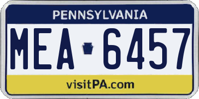 PA license plate MEA6457