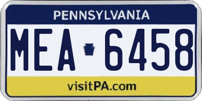 PA license plate MEA6458