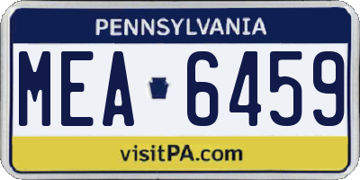 PA license plate MEA6459