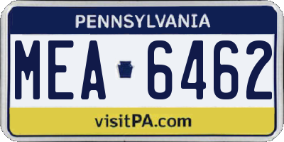 PA license plate MEA6462