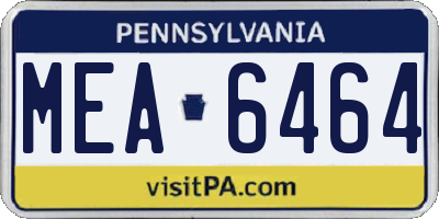 PA license plate MEA6464