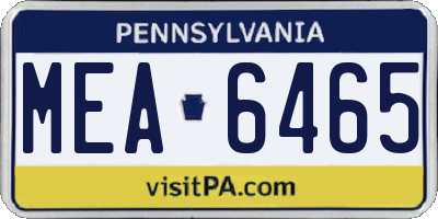 PA license plate MEA6465