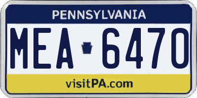 PA license plate MEA6470