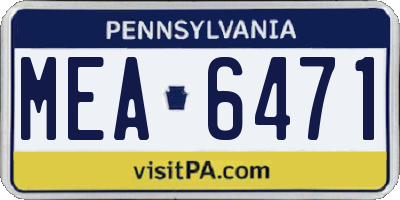 PA license plate MEA6471
