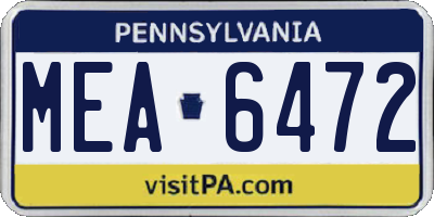 PA license plate MEA6472