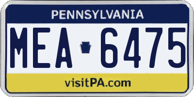 PA license plate MEA6475