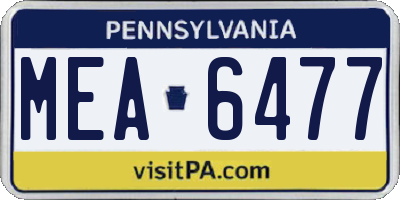 PA license plate MEA6477