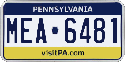 PA license plate MEA6481
