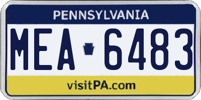 PA license plate MEA6483