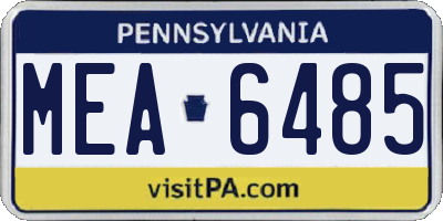 PA license plate MEA6485