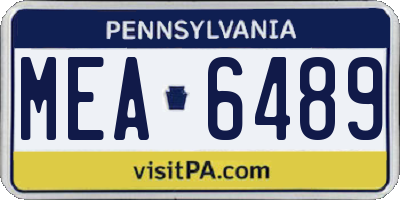 PA license plate MEA6489