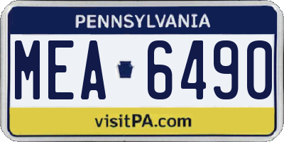 PA license plate MEA6490