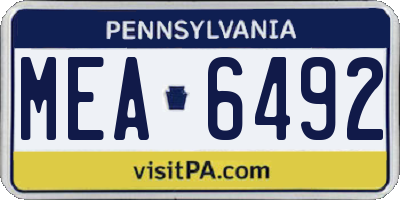PA license plate MEA6492