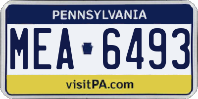 PA license plate MEA6493