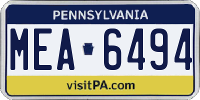 PA license plate MEA6494