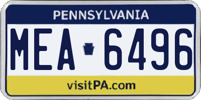 PA license plate MEA6496