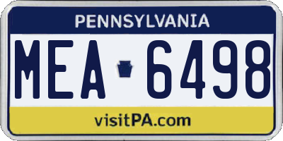 PA license plate MEA6498