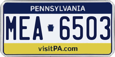 PA license plate MEA6503