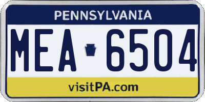 PA license plate MEA6504