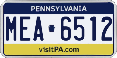 PA license plate MEA6512