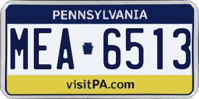 PA license plate MEA6513