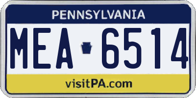 PA license plate MEA6514
