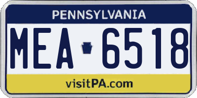 PA license plate MEA6518