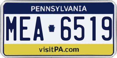 PA license plate MEA6519