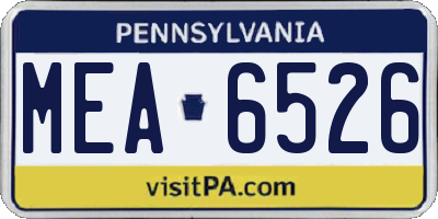PA license plate MEA6526