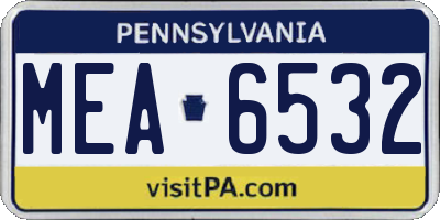 PA license plate MEA6532