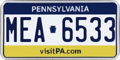 PA license plate MEA6533