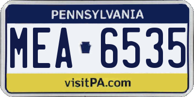 PA license plate MEA6535