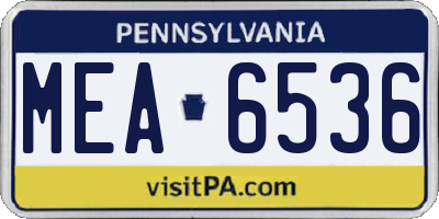 PA license plate MEA6536
