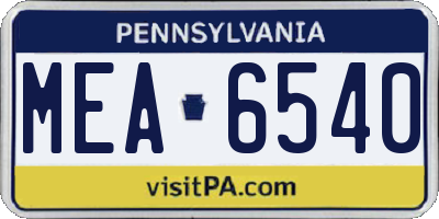 PA license plate MEA6540