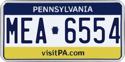 PA license plate MEA6554