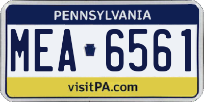 PA license plate MEA6561