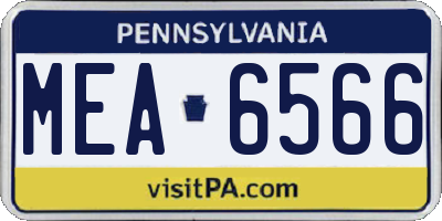 PA license plate MEA6566
