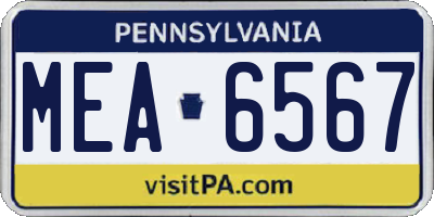 PA license plate MEA6567