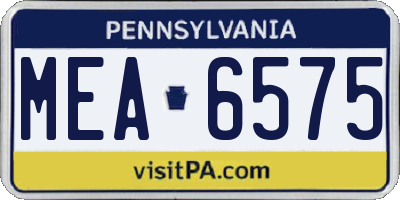 PA license plate MEA6575