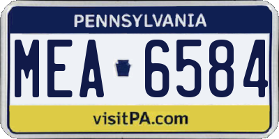 PA license plate MEA6584
