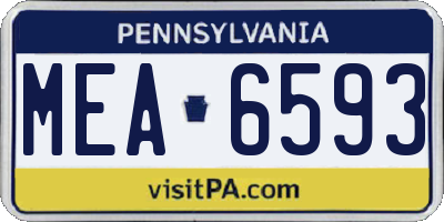 PA license plate MEA6593